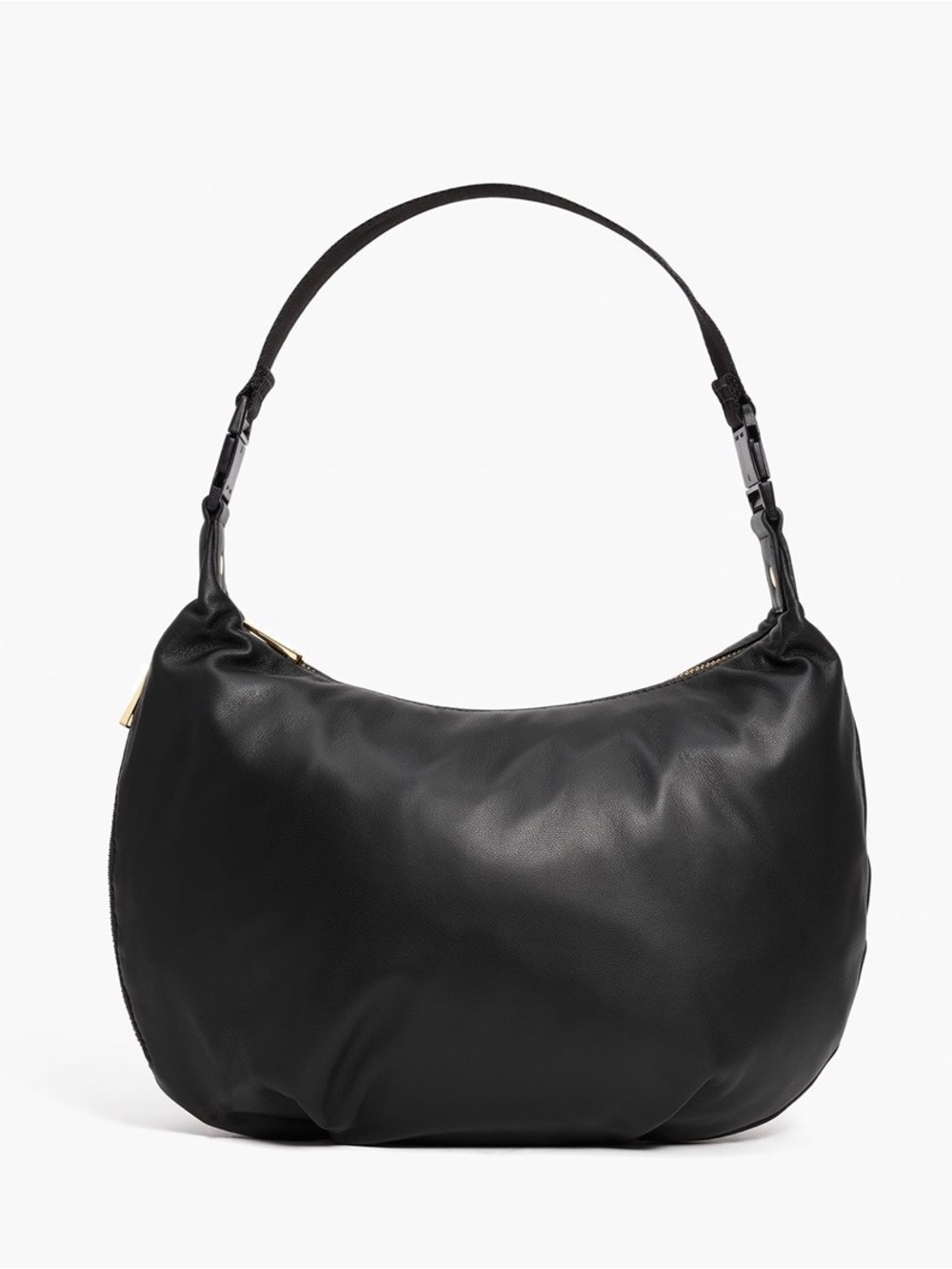 Lo & Sons Aoyama 2 Leather Crescent Crossbody Black Bag